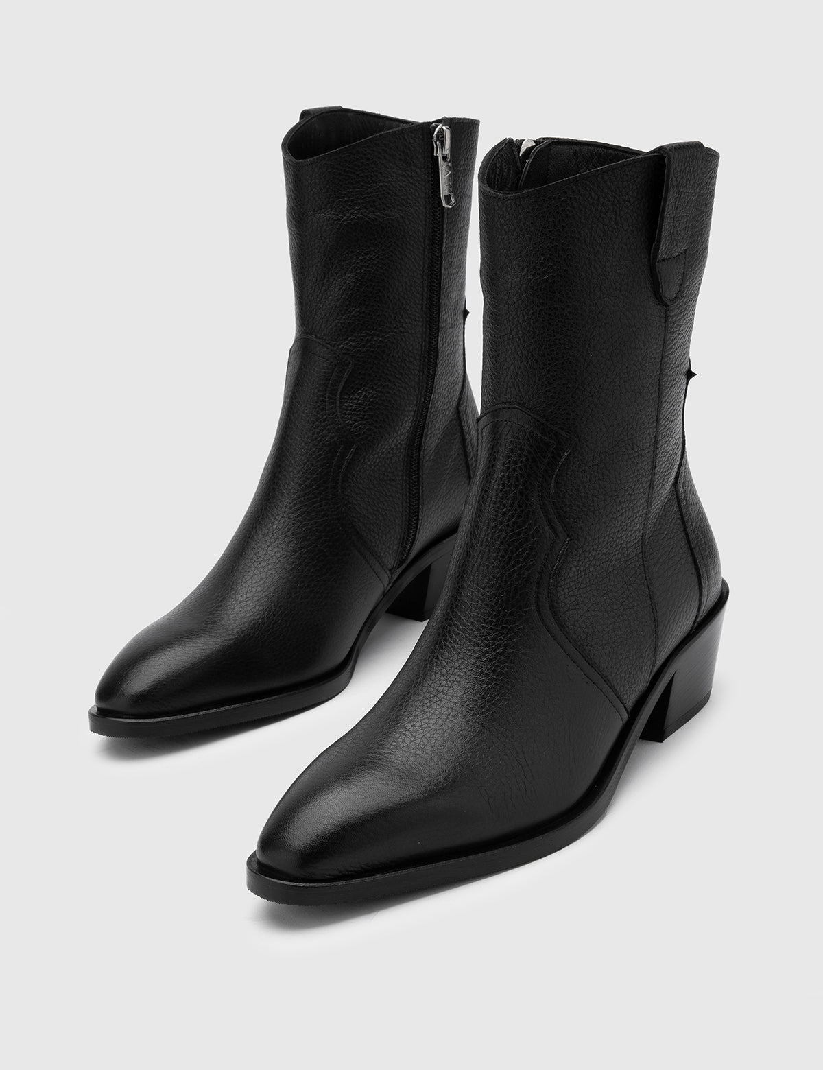 Gracias Black Floater Leather Women's Heeled Boot