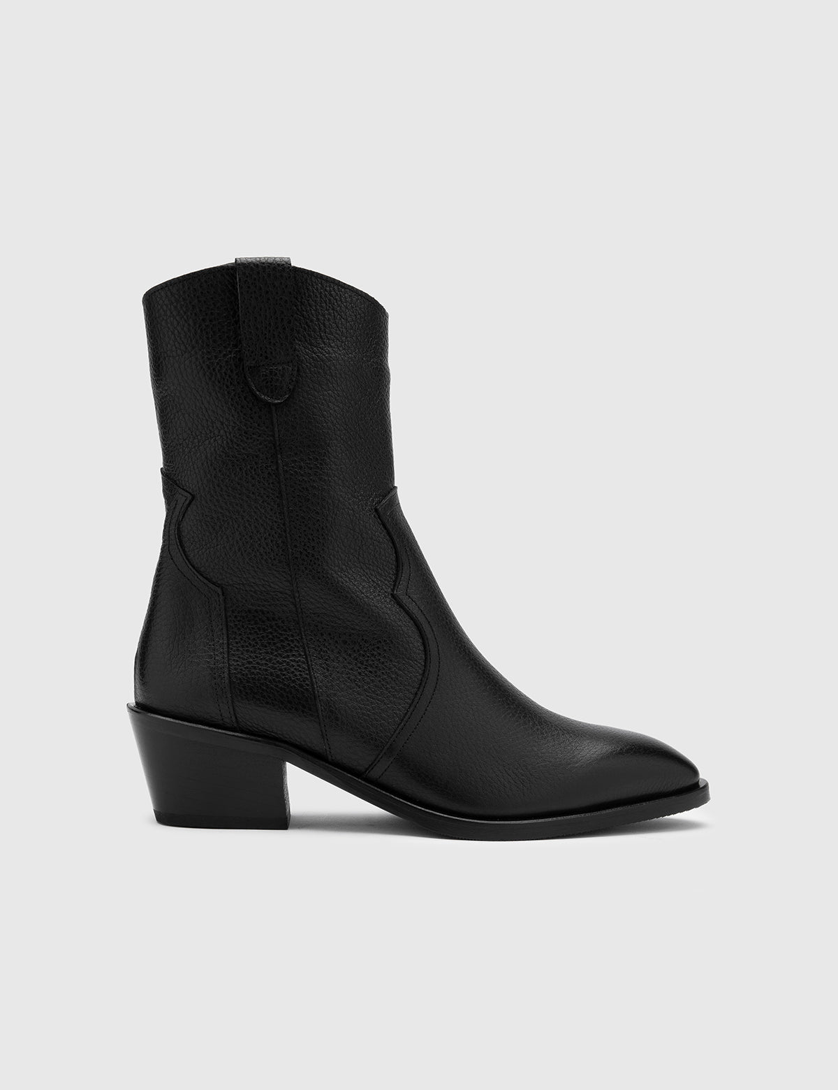 Gracias Black Floater Leather Women's Heeled Boot