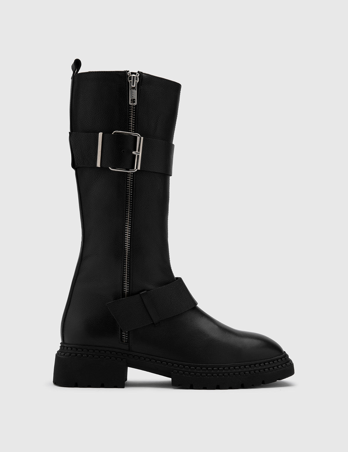 Klod Damen-hoher Stiefel aus schwarzem Leder