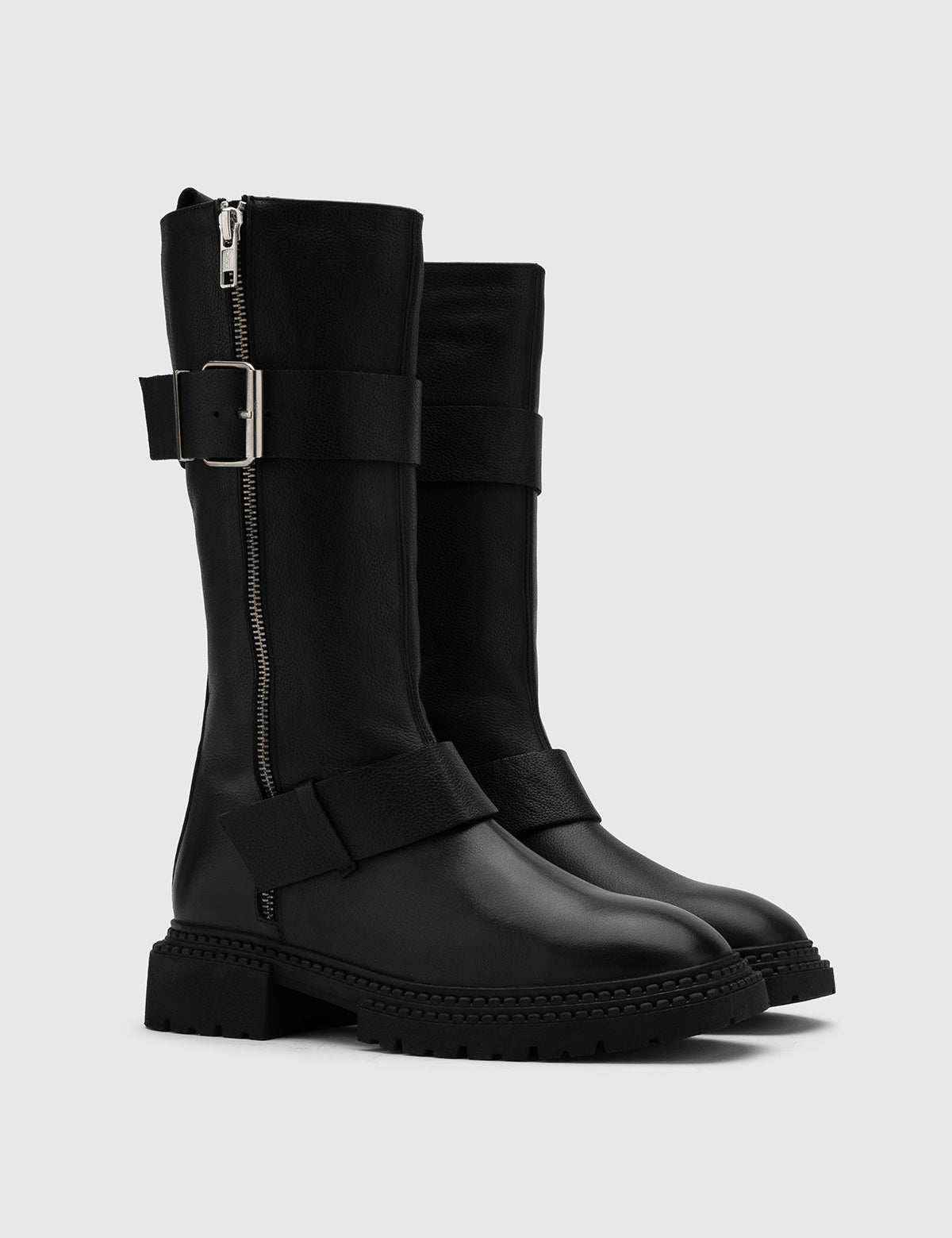 Klod Damen-hoher Stiefel aus schwarzem Leder