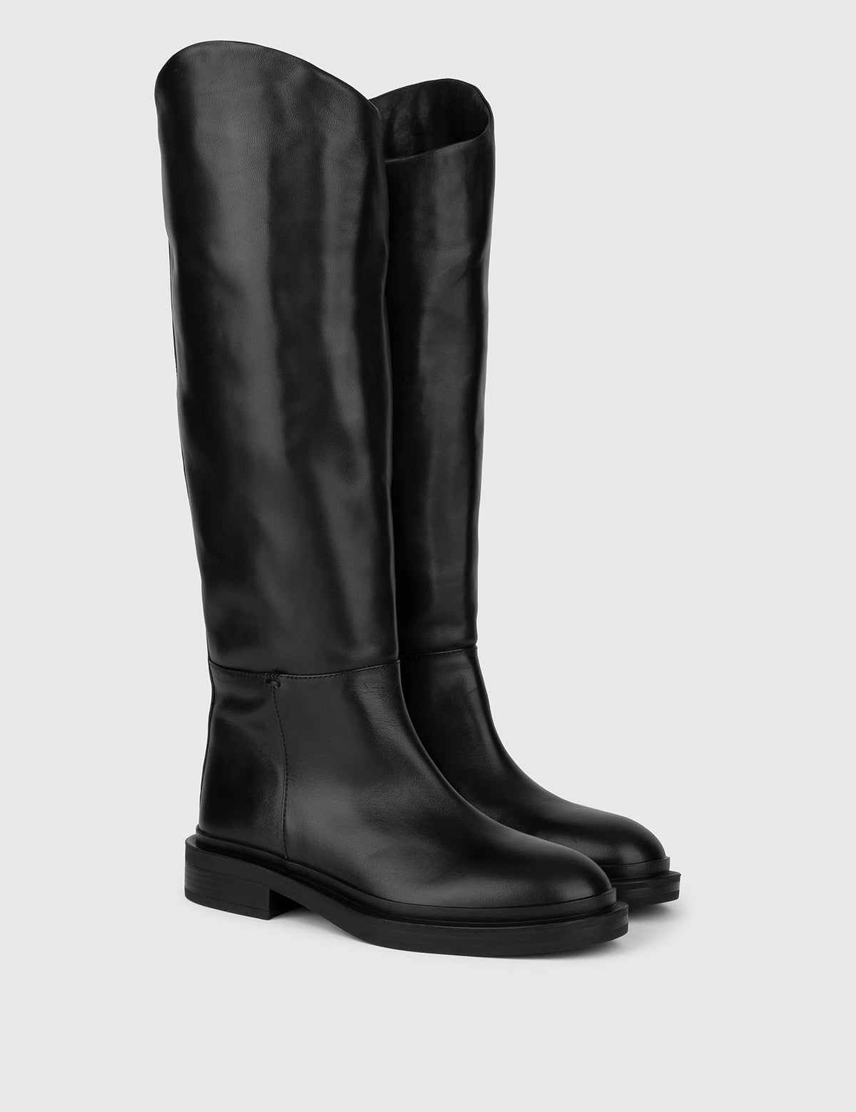 Hoher Damenstiefel Lukia aus schwarzem Leder