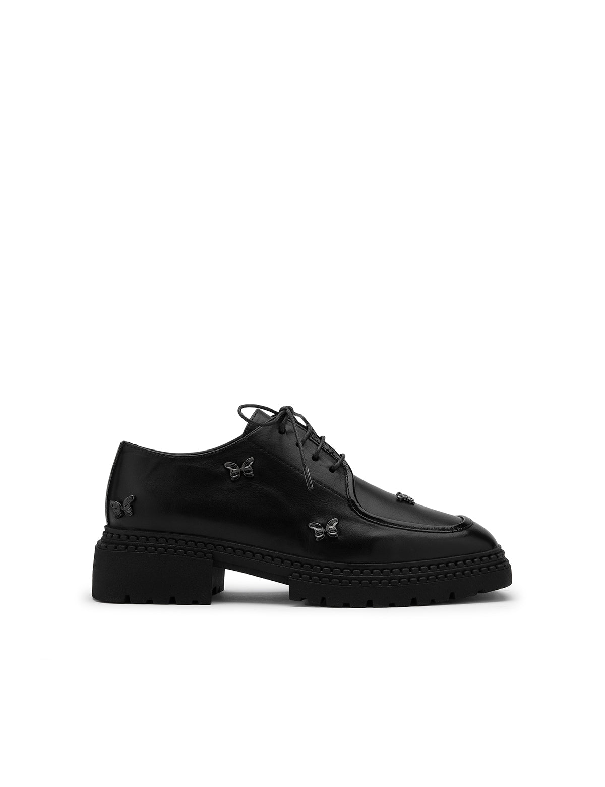 Sassa Damen Oxford aus schwarzem Leder