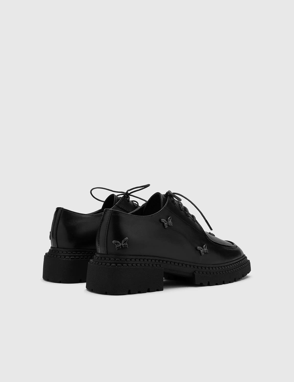 Sassa Damen Oxford aus schwarzem Leder