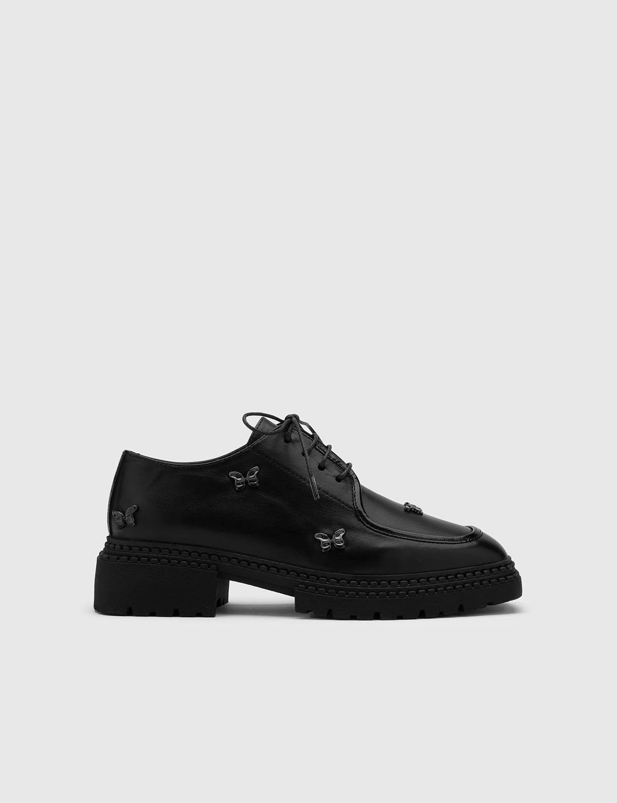 Sassa Black Leather Women's Oxford
