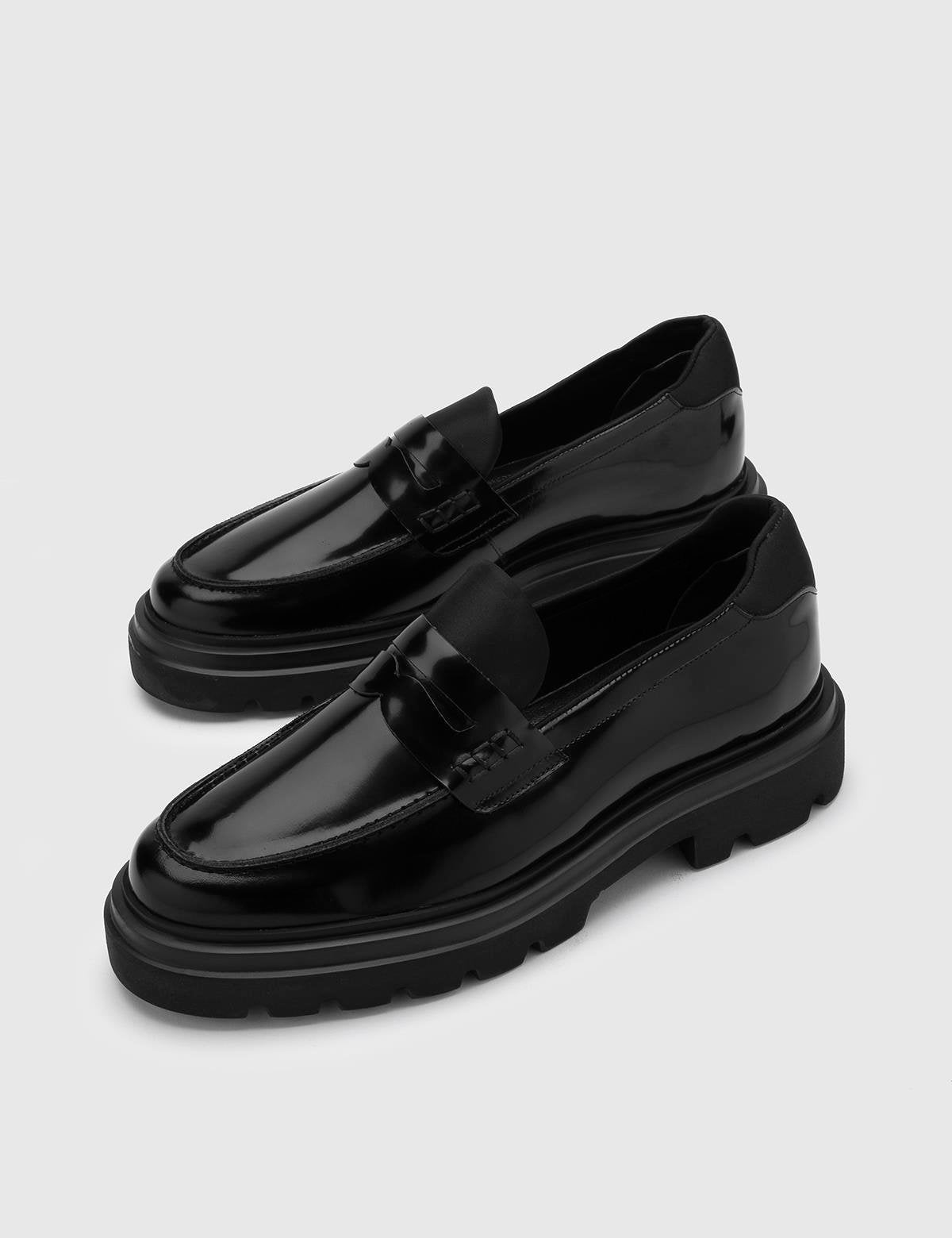 Taika Schwarzer Florentic Stretch-Leder-Herren-Tagesschuh