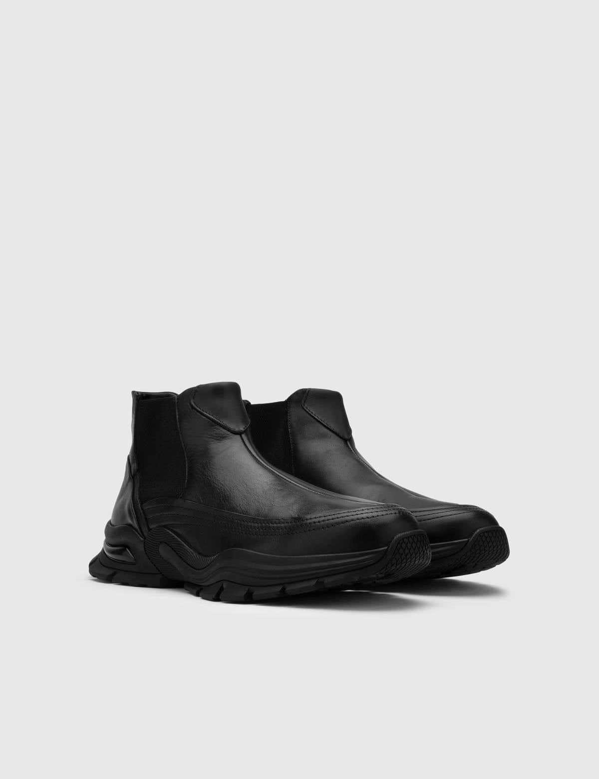 Bened Black Leather Men's Boot