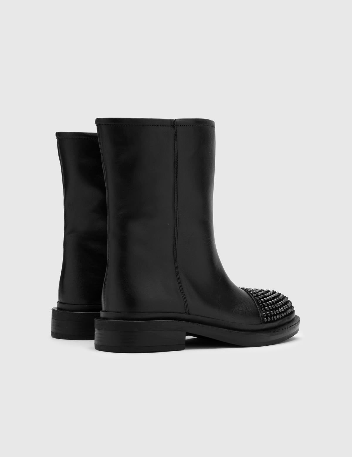 Cansug Damenstiefel aus schwarzem Leder