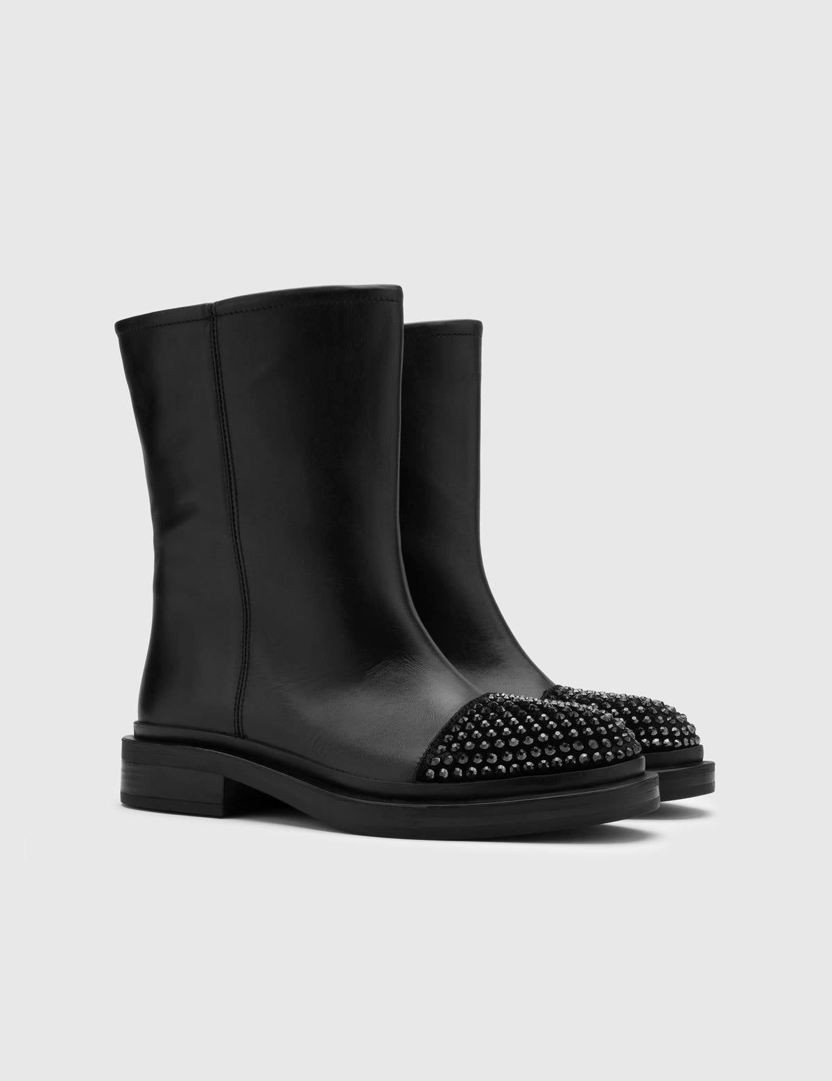 Cansug Black Leather Women's Boot