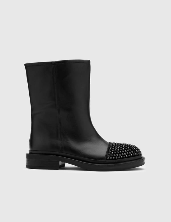 Cansug Black Leather Women's Boot