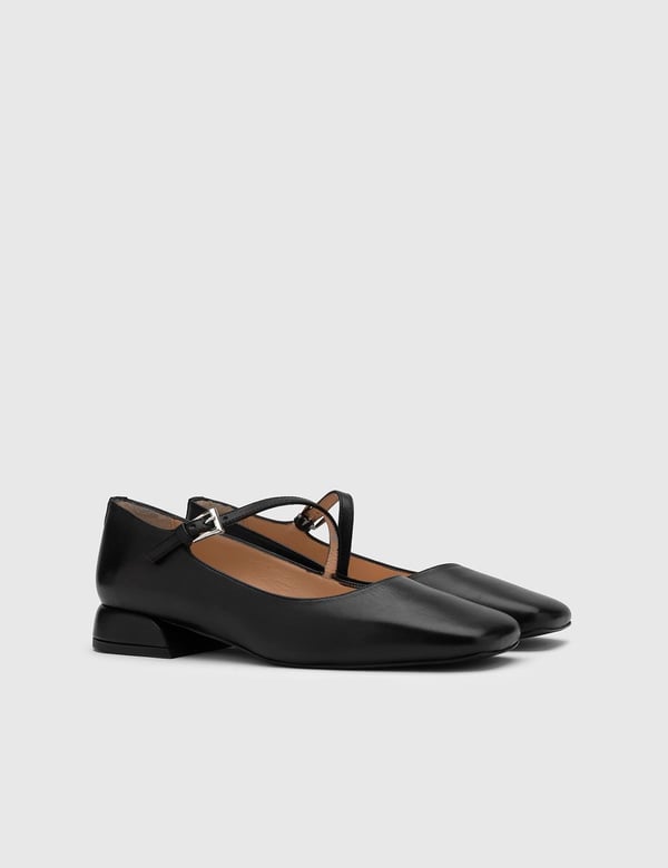 Ceiba Black Leather Women's Ballerina
