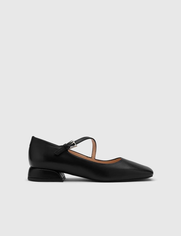 Ceiba Black Leather Women's Ballerina
