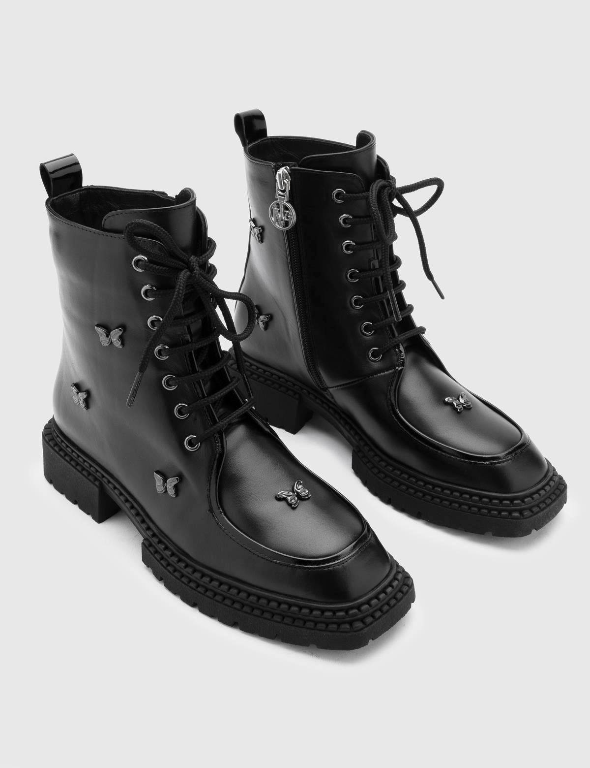 Domoni Damenstiefel aus schwarzem Leder 