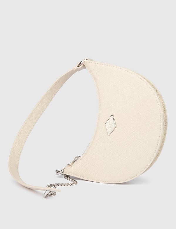 Sindire Cremefarbene Floater-Leder-Umhängetasche für Damen