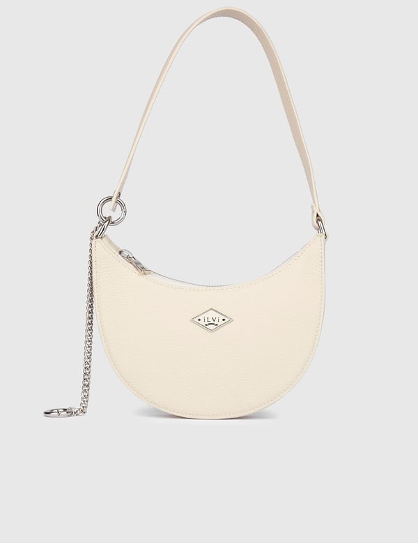 Sindire Cremefarbene Floater-Leder-Umhängetasche für Damen