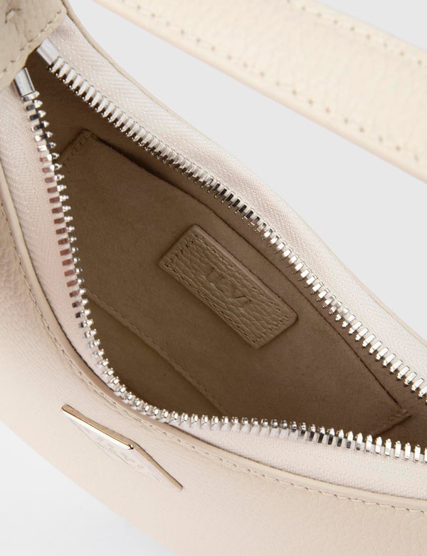 Sindire Cremefarbene Floater-Leder-Umhängetasche für Damen